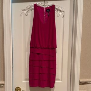 Maggy London Fuchsia Sleeveless Tiered Midi Dress